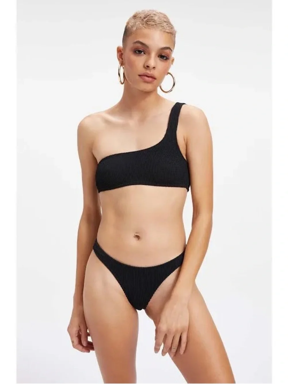 Good American One Shoulder Bikini Top